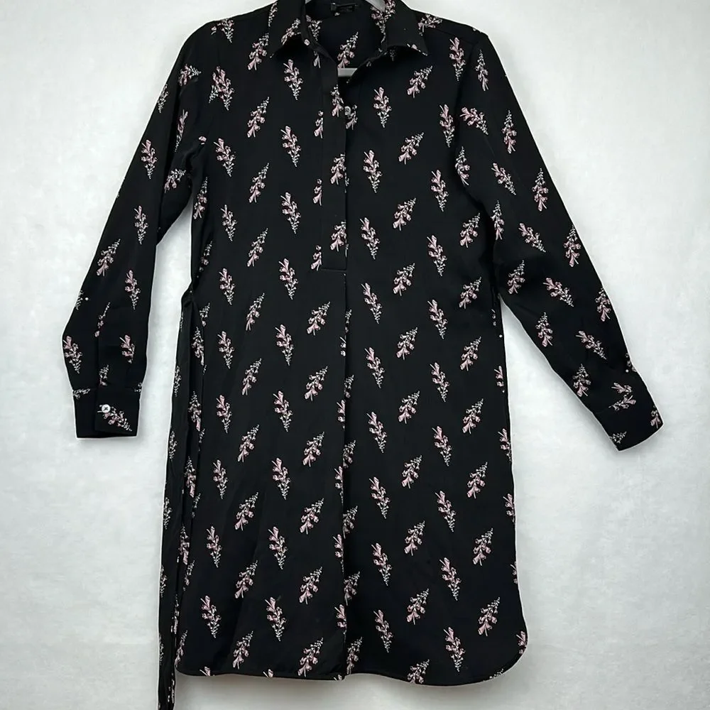 *Women’s Ann Taylor black floral shift dress SZ XS Long Sleeve